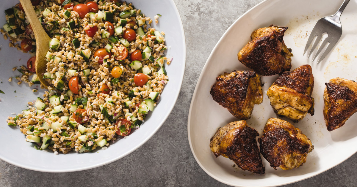 PomegranateGlazed Chicken with Warm Farro Salad Dinner Illustrated